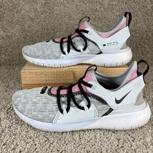 Nike Running Shoes Flex Contact 3 Womens‎ 9.5 White Pink Mesh Athletic Sneaker
